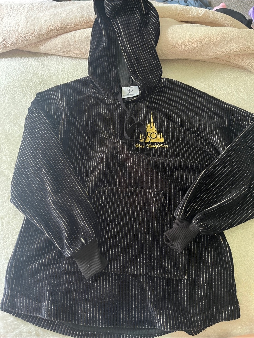 Disney Black Hoodie with Gold 50th Castle Logo